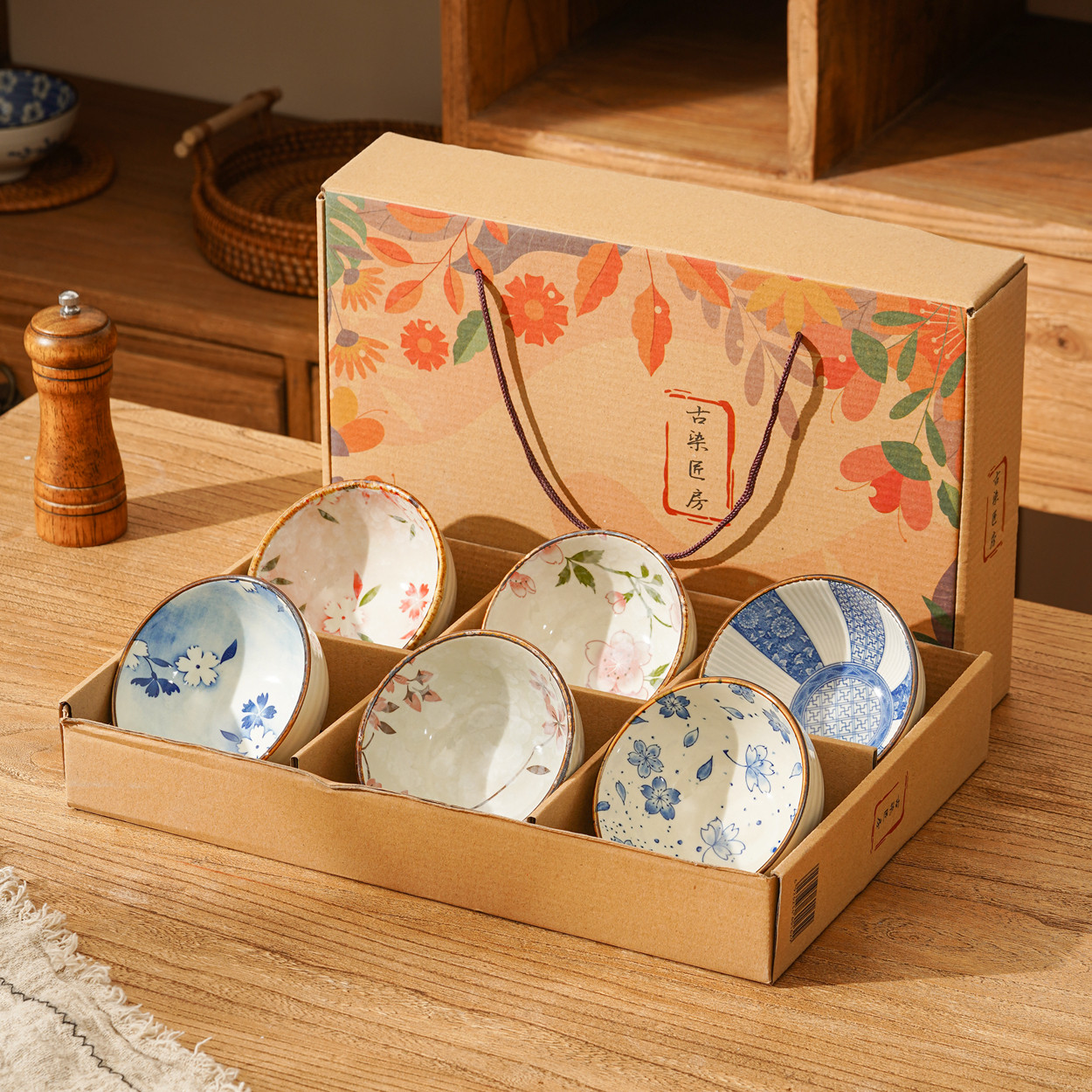 中国风2024新款米饭碗陶瓷碗家用饭碗套装送人礼品礼物餐具礼盒装,餐饮具,碗,淘宝优惠券,粉丝福利购,淘宝优惠卷