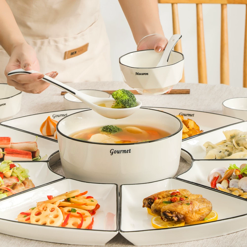 Reunion platter tableware combination New Year's New Year ceramic dish dish home creative family hot pot party set set set