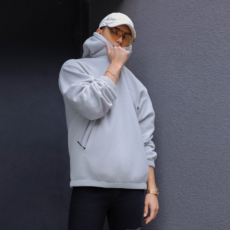 加绒宽松摇粒绒街头卫衣