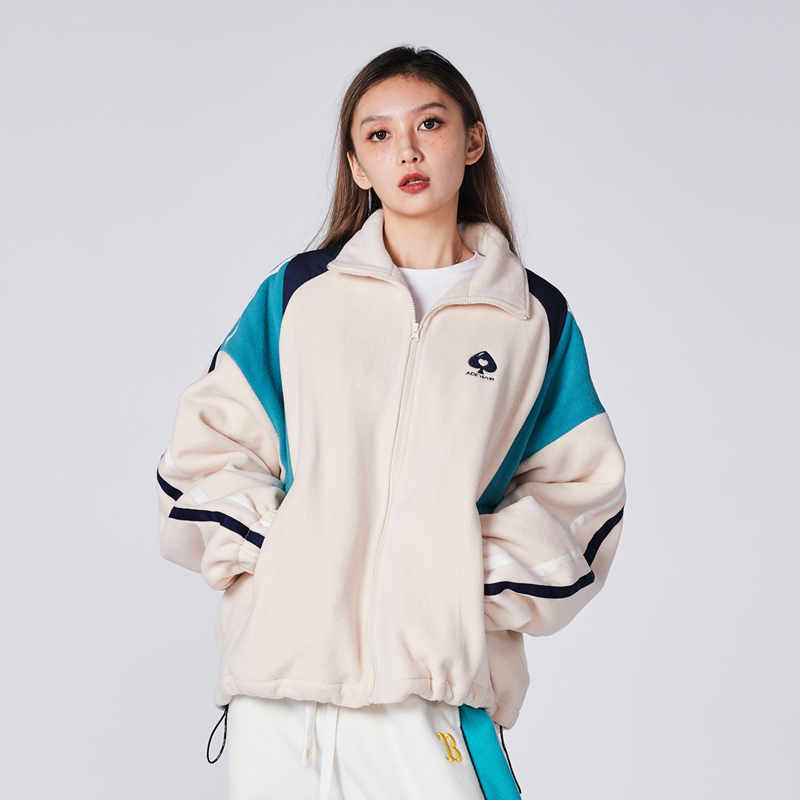 拼接撞色摇粒绒宽松夹克