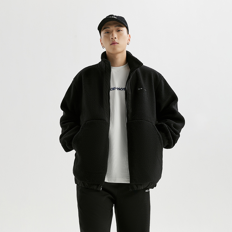 常规宽松纯色简约百搭羊羔毛外套