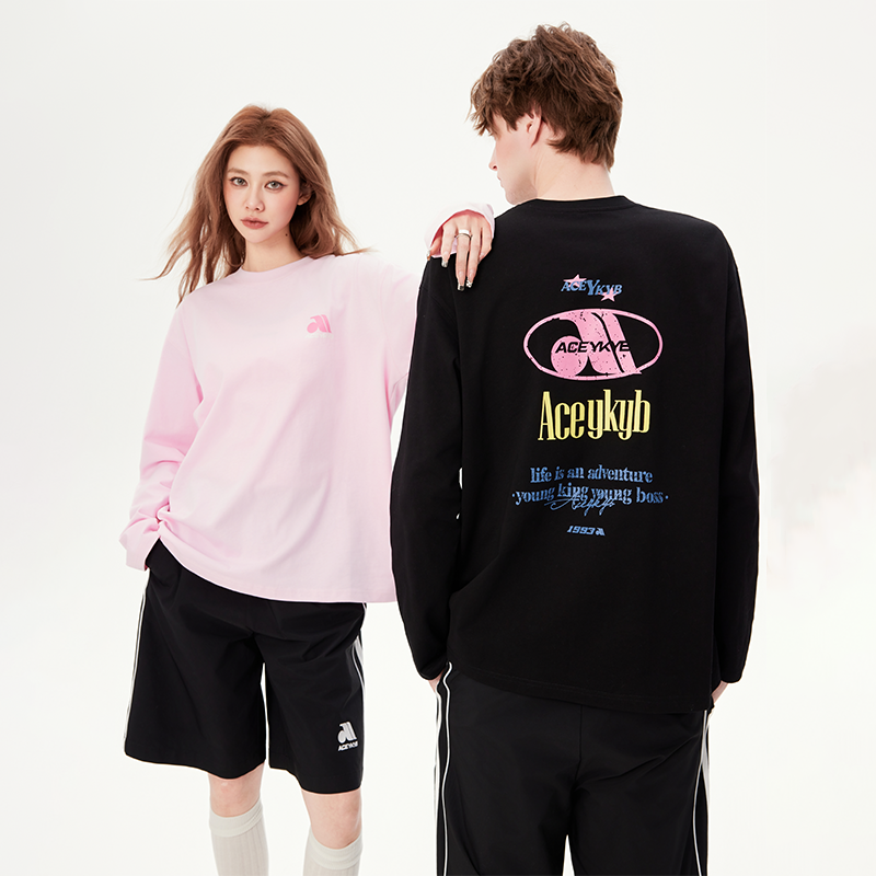 YKYB黄子韬印花T恤潮流中性2025春新款宽松长袖百搭街头纯棉长袖