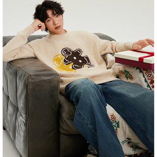 YKYB黄子韬2025年新款毛衣卡其色百搭宽松舒适男女同款圆领针织衫