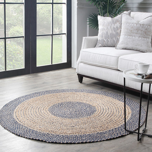 手工编织天然黄麻圆形客厅地毯