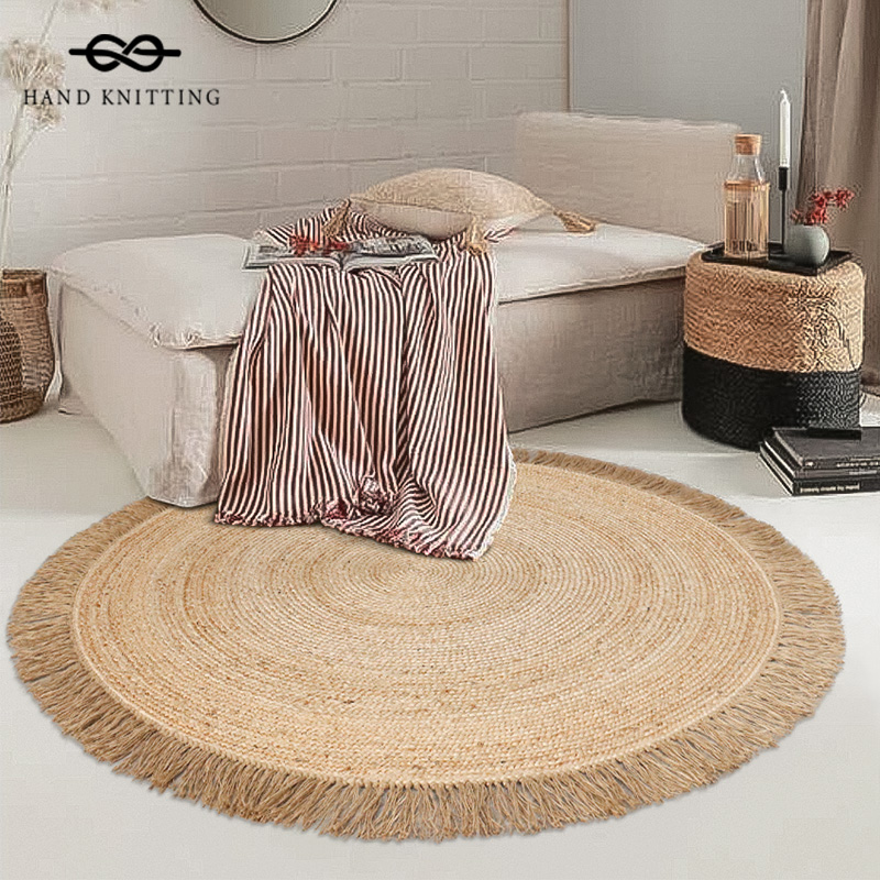 手编黄麻客厅地毯茶室侘寂风定制