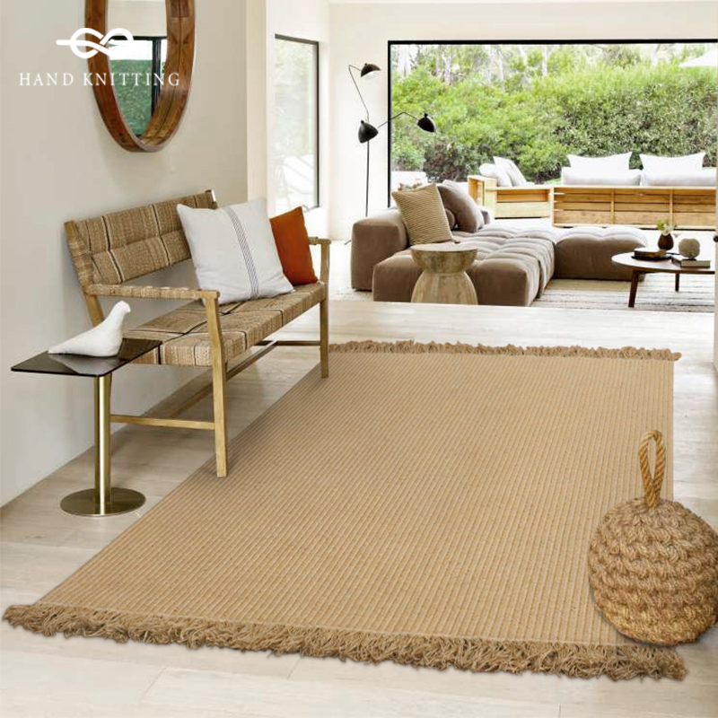 手编天然黄麻地毯客厅高级风地垫