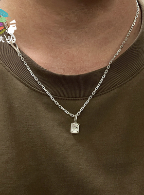 大铁头的店高山隆stoplight纯银925细角链方牌银饼吊坠项链套装