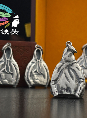 大铁头手工纯银休闲夹克卫衣吊坠