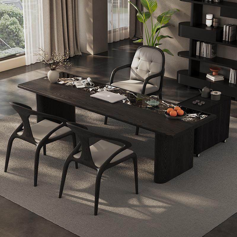 新中式天然奢石茶桌椅组合轻奢高级感意式极简家用别墅实木泡茶台