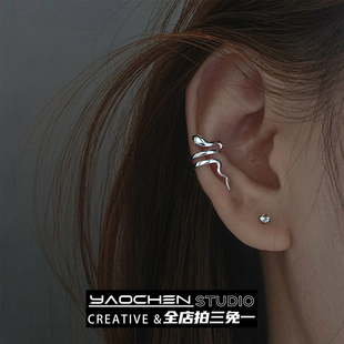 无耳洞蛇形耳骨夹男生小众设计感复古耳夹女稀奇古怪的耳饰免打孔