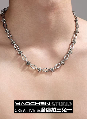 美式简约街头钛钢打结荆棘项链