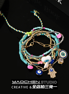 Vintage古着6条装恶魔之眼手链