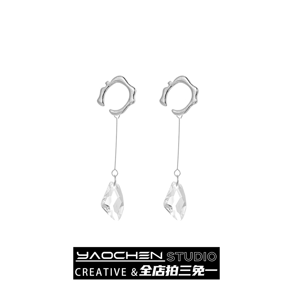 水晶流苏冷淡风耳夹女潮