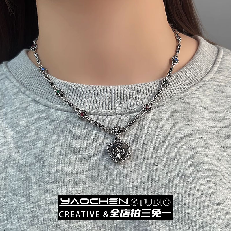 高级感爱心八芒星锁骨链高级感