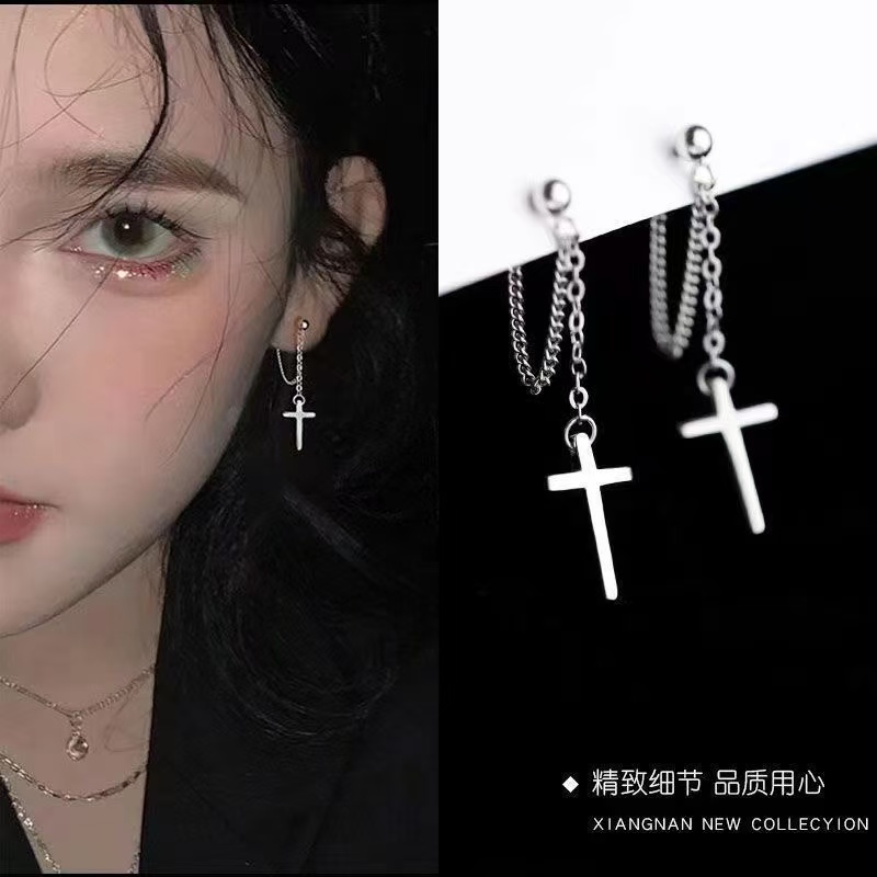 个性十字架独特耳环冷淡风情侣