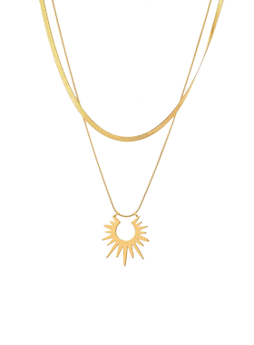 太阳神双层项链钛钢高级感轻奢