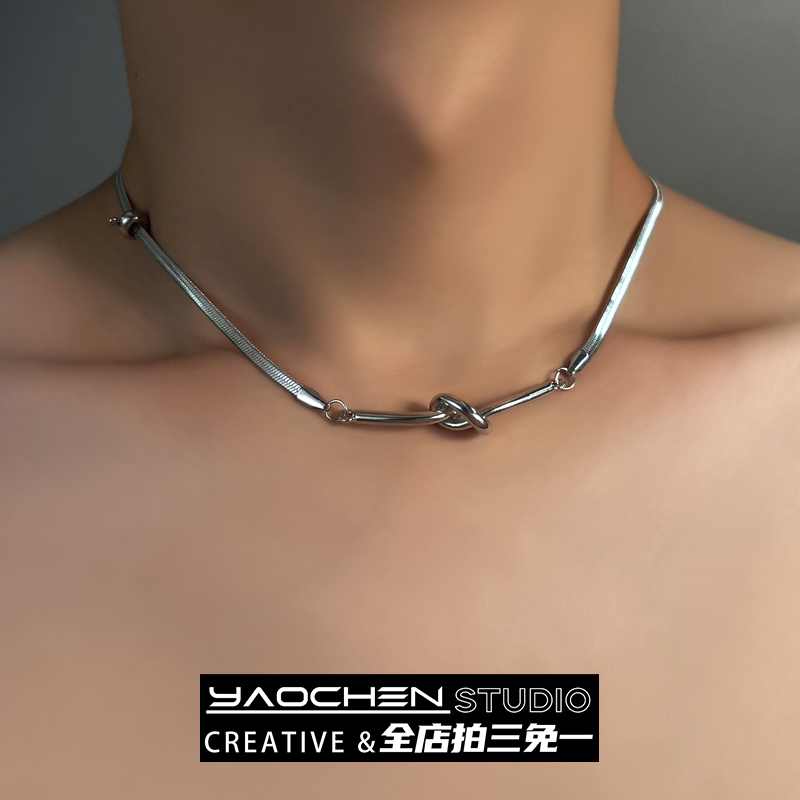 简约扭结趣味蛇骨链项链嘻哈个性