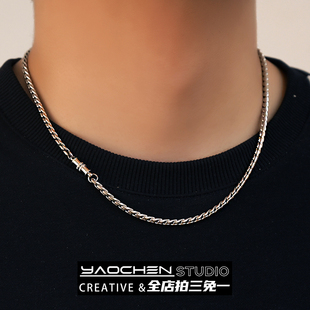 钛钢磁吸龙骨项链男款简约百搭小众设计轻奢高级感痞帅锁骨链新款