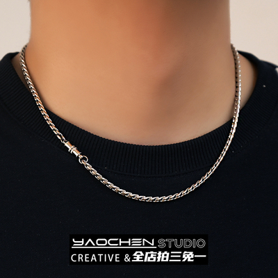 钛钢磁吸龙骨项链男款简约小众