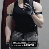 环臂带护臂绑带配饰手环胳膊饰品 箍体育生袖 朋克皮革臂环男衬衫 袖