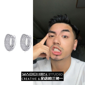 内马尔同款 轻奢痞帅高级感耳钉女ins嘻哈街头 满钻耳环男士