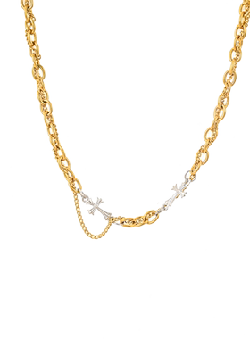 十字架加州哑金双层项链嘻哈