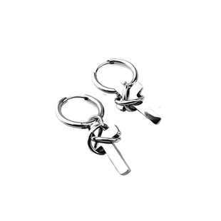 制裁捆绑十字架耳环男潮钛钢朋克高街吊坠耳钉耳饰小众设计高级感