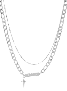 原创设计四芒星双层叠戴项链男潮