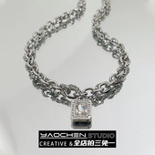 镶钻冰糖项链男高级感毛衣链小众设计女锁骨链嘻哈情侣卫衣配饰潮