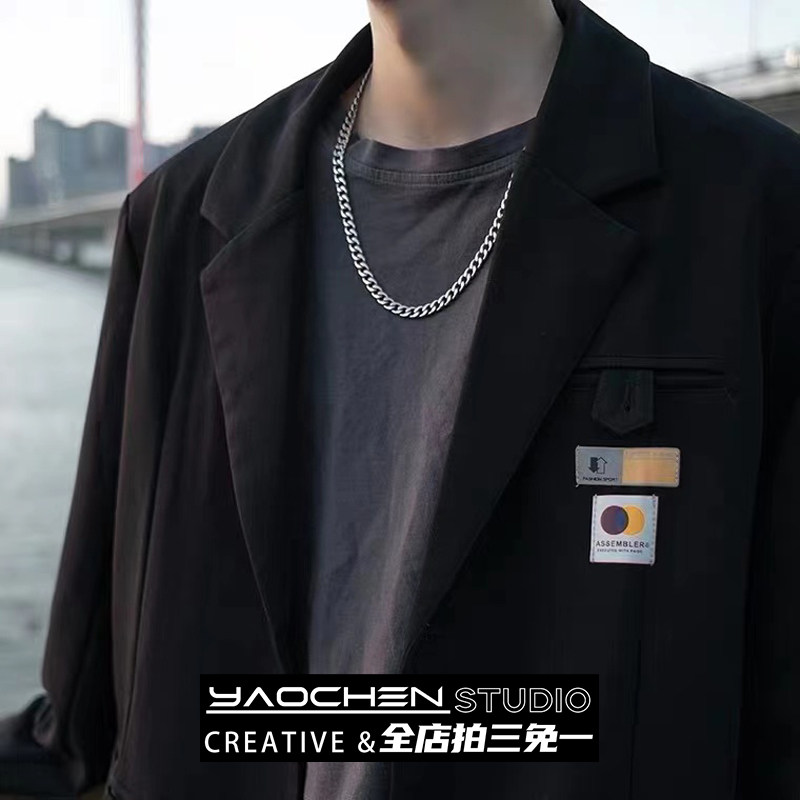 不掉色古巴链项链男潮牌嘻哈hiphop女男生锁骨高级感百搭钛钢链子