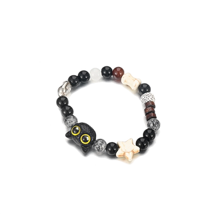 可爱猫头鹰手链女款轻奢小众精致小黑猫手串学生儿童闺蜜手饰品