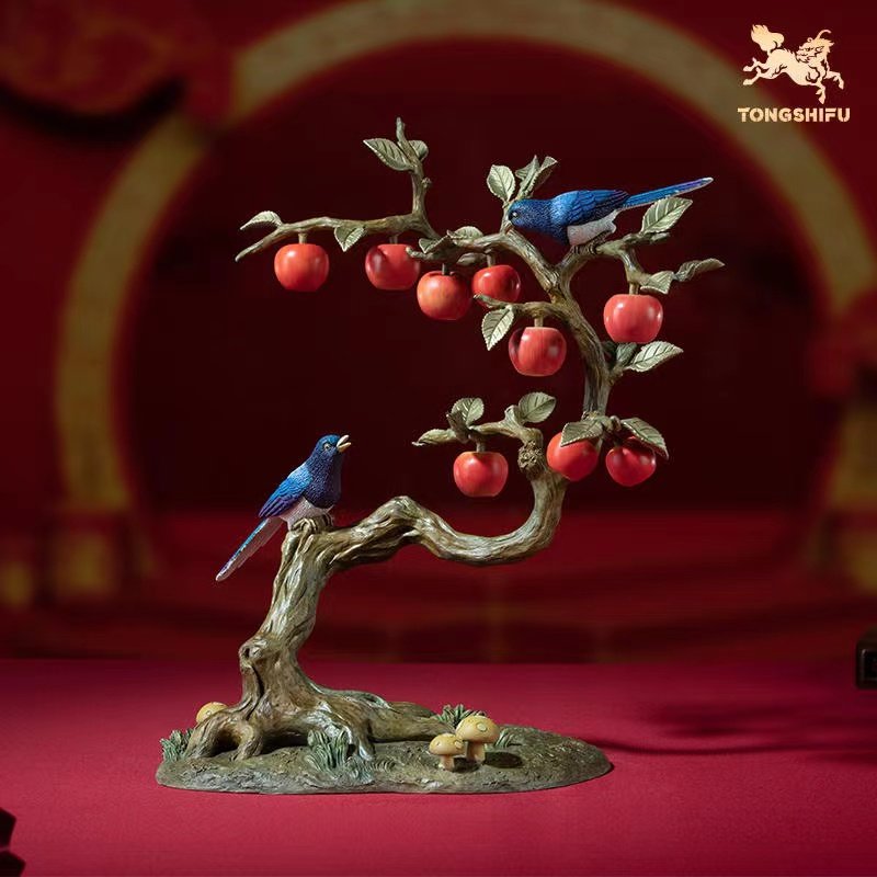 铜师傅 铜摆件《平安喜乐》客厅桌面办公室中式家居新款苹果装饰 - 铜师傅精品店出品