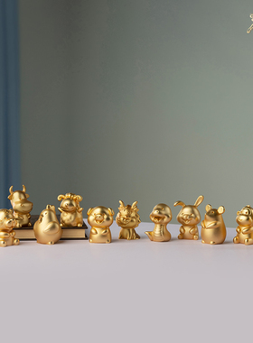 铜师傅铜摆件十二生肖生日吉祥礼物属相鼠牛虎兔龙蛇马羊猴鸡狗猪