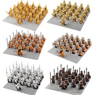 樂高中世纪积木人仔罗马斯巴达勇士魔戒兽人精灵洛汗骑兵拼装玩具