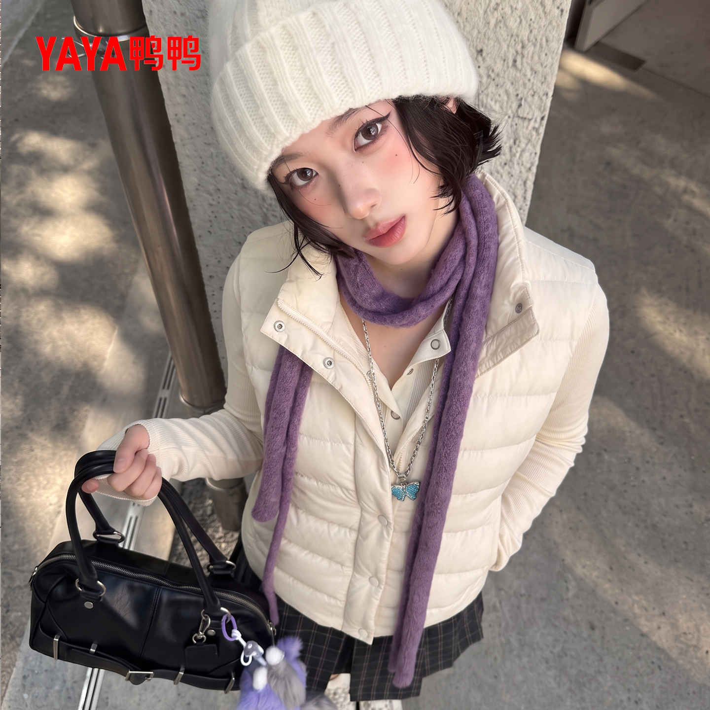 鸭鸭轻薄羽绒服女孩初高中生大学生短款2026秋冬新款保暖羽绒衣