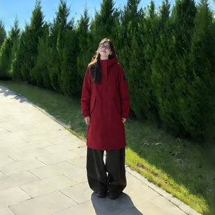 yaya鸭鸭羽绒服女2025新款冬工装派克情侣户外红色中长款男士外套