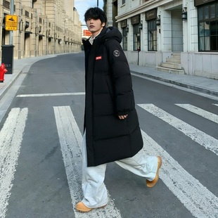 yaya鸭鸭长款羽绒服青少年防寒保暖特厚外套男时尚三防中长款冬装