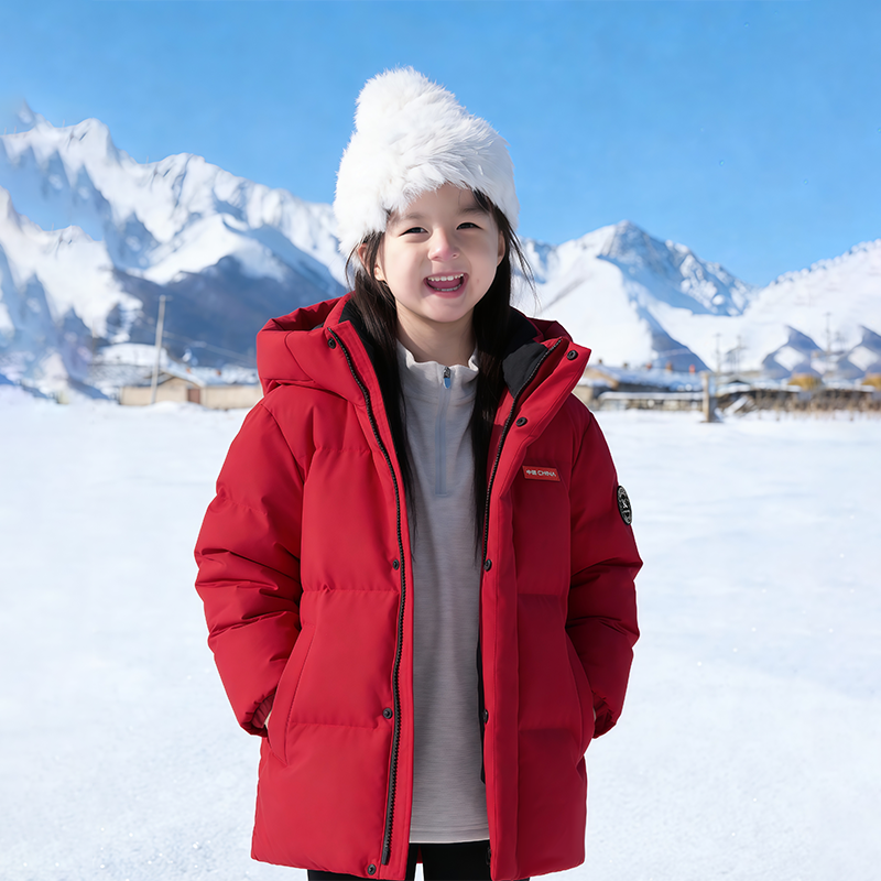鸭鸭大童巨好看的羽绒服红色短款连帽本命年户外御寒保暖女厚外套,童装/婴儿装/亲子装,羽绒服,淘宝优惠券,粉丝福利购,淘宝优惠卷
