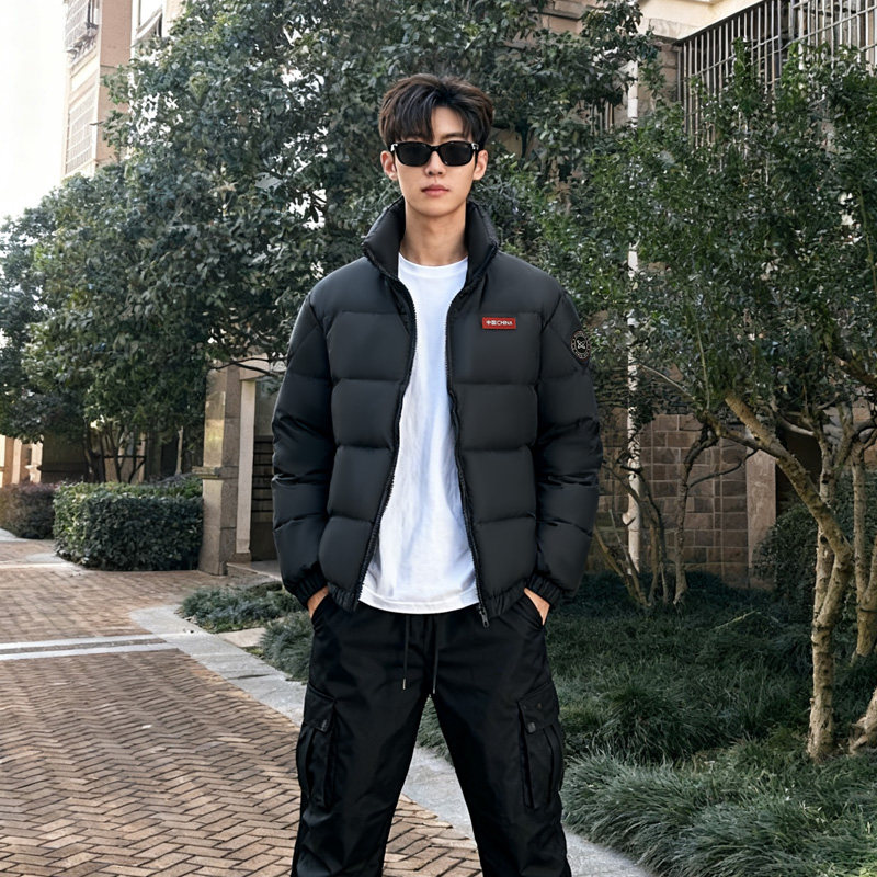 羽绒服鸭鸭男款黑色宽松透气90绒