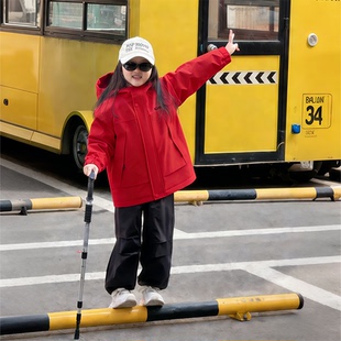 鸭鸭女童羽绒服中大童红色短款90绒加厚外套保暖防风百搭2026新款