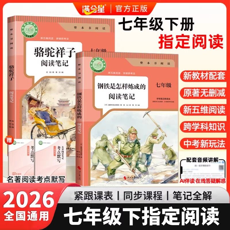 七年级下册必读的课外书骆驼祥子七年级必读人教版钢铁是怎样炼成的七年级必读阅读笔记名著中学生七年级下册必看读的课外书