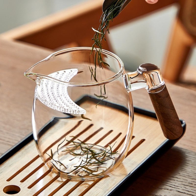 加厚耐热玻璃茶壶月牙过滤一体壶