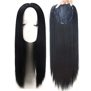 假发片女头顶补发蓬松透气中分八字无刘海仿真发遮白发无痕补发片