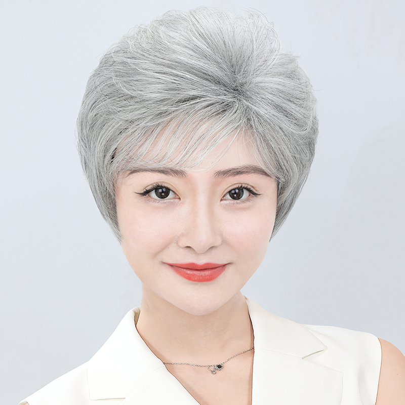 赫伊斯老年白发假发头套