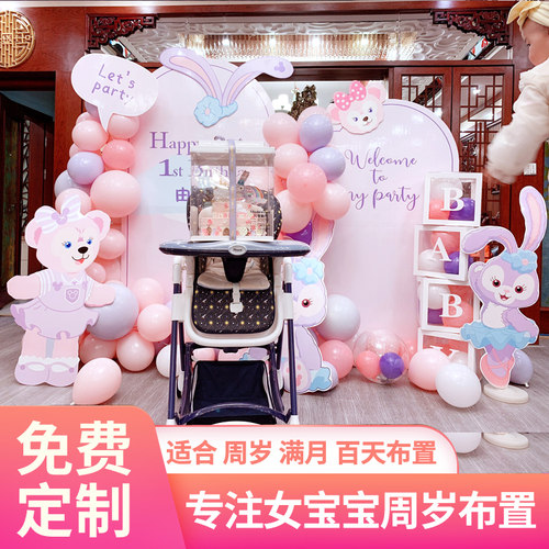女孩萌兔生日派对儿童布置宝宝
