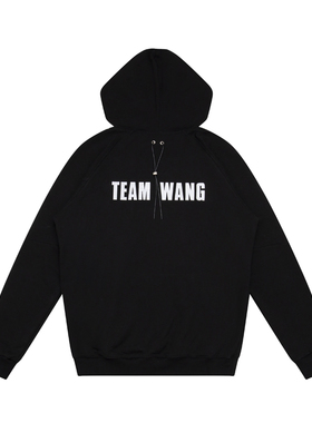 高品质teamwang王嘉尔同款套头连帽印花卫衣圆领纯棉重磅宽松百搭