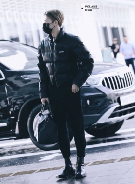 高品质王嘉尔同款TW潮牌90白鸭绒气球拼接印花立领短款皮面羽绒服