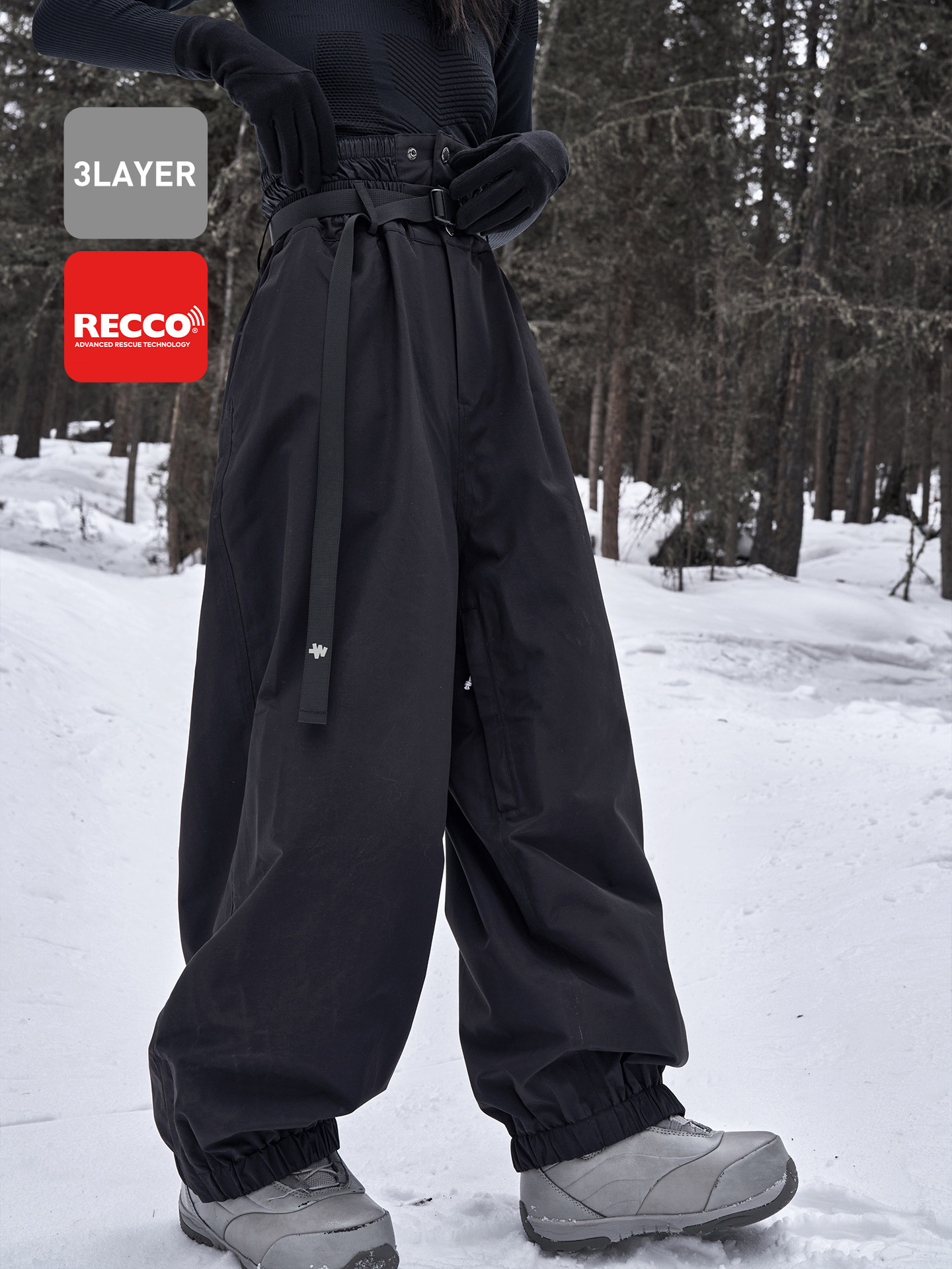 thumbnail for awka ski pants women's men's 3L waterproof professional windproof full pressure rubber loose warm cold cold ski pants