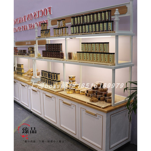 面包柜面包展示柜蛋糕店玻璃中岛柜铁艺边柜台商用模型展示架货架