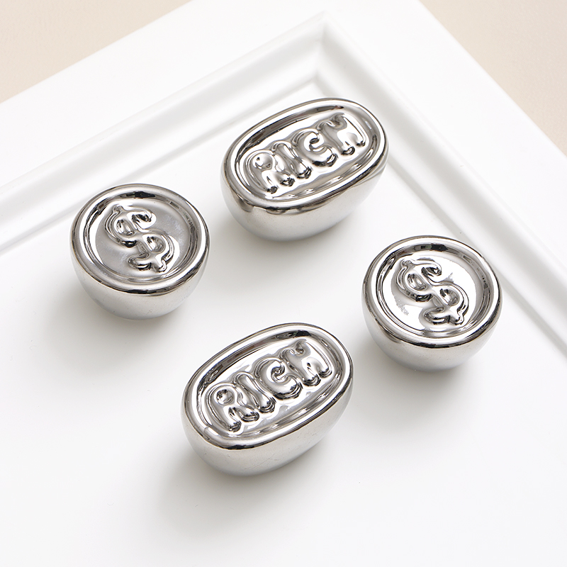 星翡新型创意高级感银色柜门拉手